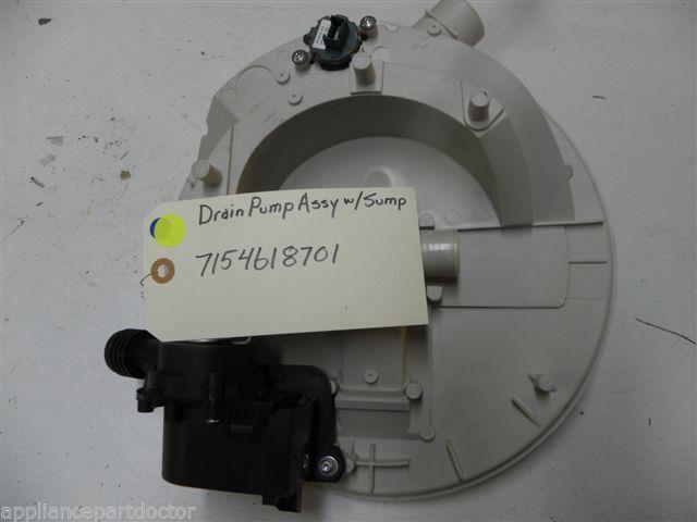 ELECTROLUX DISHWASHER 7154618701 DRAIN PUMP W/ BRACKET & SUMP USED PART ASSEMBLY ELECTROLUX DISHWASHER 7154618701 DRAIN PUMP W/ BRACKET & SUMP USED PART ASSEMBLY